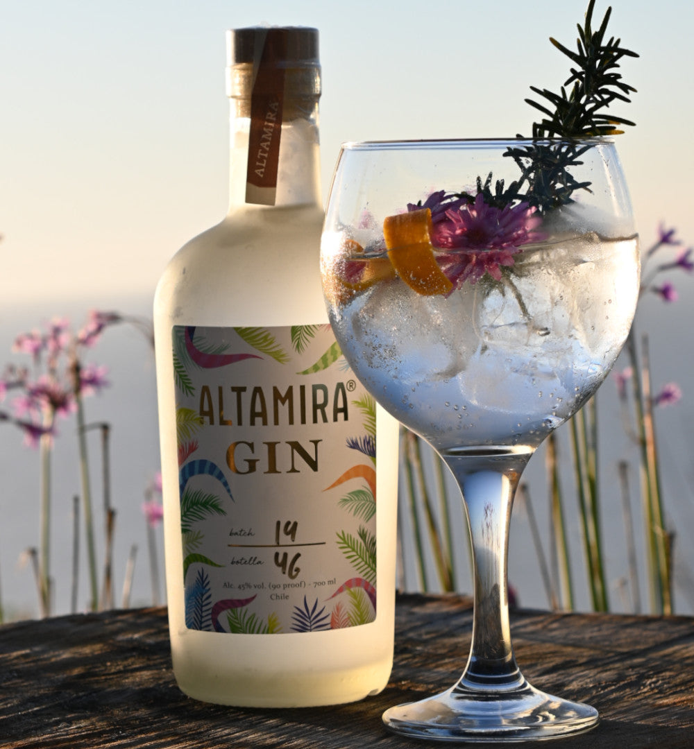 Destilado chileno - small batch - altamira gin - botanicos - licores