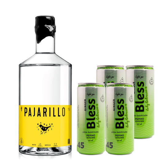Pack Gin Pajarillo 700cc + 4x Ginger Bless 310ml - Pepino Jengibre