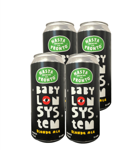 Blonde ale - babylon system - hasta pronto - cerveza en lata - exclusiva